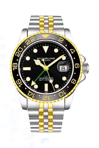 Montre automatique en acier Aquadiver - Tachymètre et chronographe - Argenté et doré