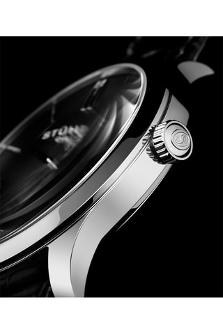 Montre à quartz en cuir - Noir et argenté