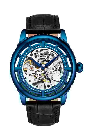 Montre automatique en cuir Legacy - Noir et bleu