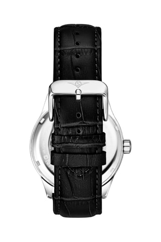 Montre automatique en cuir Legacy - Noir et argenté