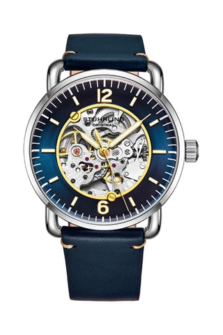 Montre automatique en cuir Legacy - Bleu et argenté