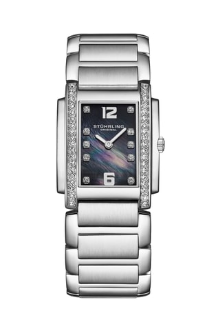 Montre à quartz ornée de cristaux Swarovski en acier - Argent