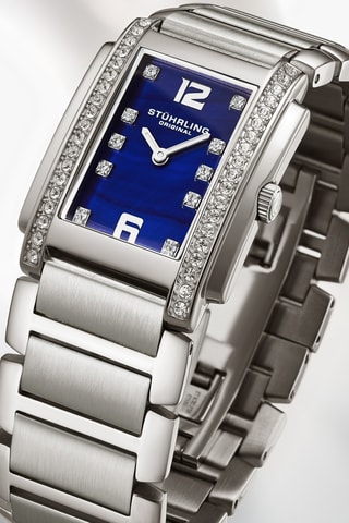 Montre à quartz ornée de cristaux Swarovski en acier - Argenté