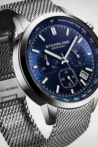 Montre à quartz en acier - Chronographe - Argenté