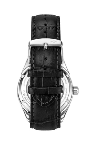 Montre automatique en cuir Legacy - Fonction GMT - Noir et argenté