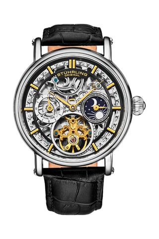 Montre automatique en cuir Legacy - Noir et argenté