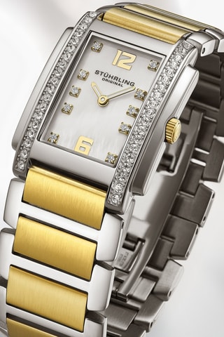 Montre à quartz ornée de cristaux Swarovski en acier - Argenté et doré