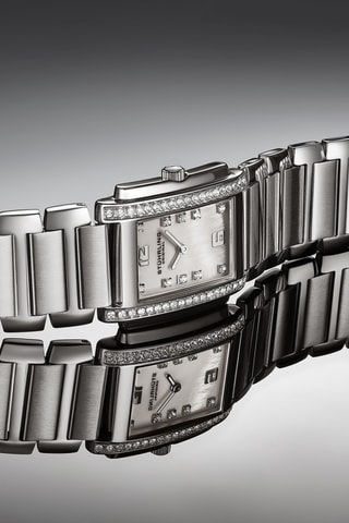 Montre à quartz ornée de cristaux Swarovski en acier - Argenté