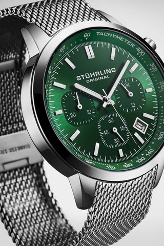 Montre à quartz en acier - Chronographe - Argenté