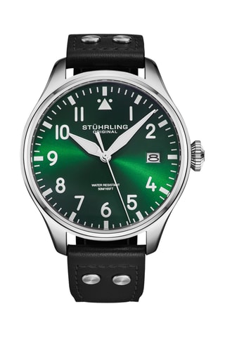 Montre à quartz en cuir - Noir et argenté