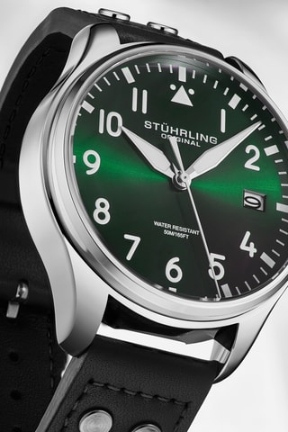 Montre à quartz en cuir - Noir et argenté