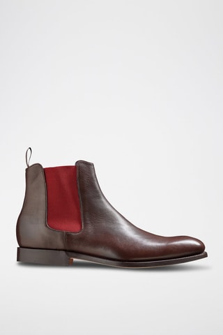 Boots Chelsea en cuir Hopper  - Rouge et marron
