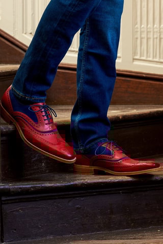 Richelieus en cuir Mc Clean  - Rouge et bleu