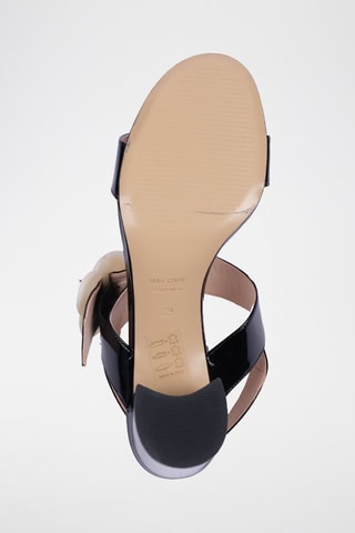 Sandales à talons en cuir verni Sandolo 407  - Blanc et noir