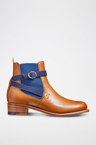 Boots Chelsea en cuir de veau Alexandra  - Bleu et marron