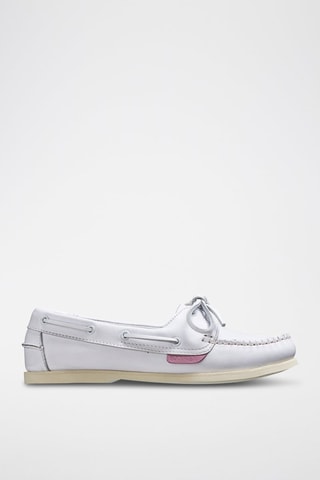 Chaussures bateau en cuir de veau Cleo  - Blanc