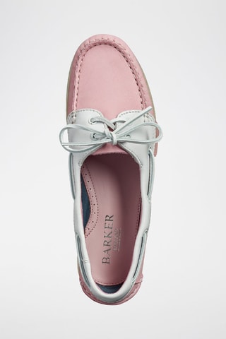 Chaussures bateau en cuir de veau Cleo  - Blanc et rose