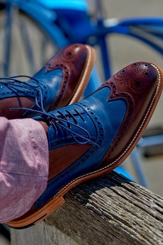 Richelieus de piel Valiant  - Azul y marrón