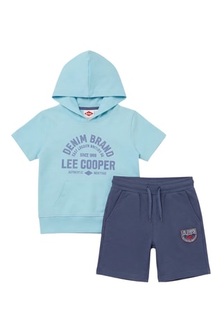 T-shirt met Capuchon en Short - Blauw