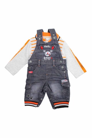 Polo met Lange Mouwen en Tuinbroek  - Grijs en oranje