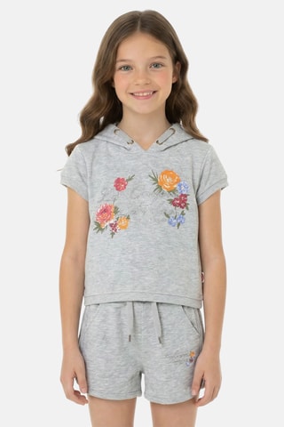 Sweater met Capuchon en Short - Grijs