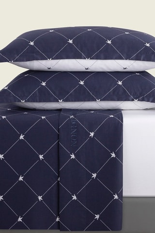 Parure letto in raso di cotone 80 fili/cm² Canards Evy - Blu