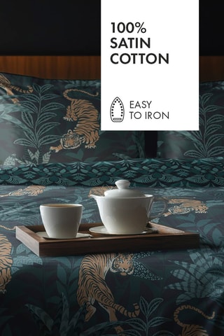 2 federe in raso di cotone 80 fili/cm² Jaro - Petrolio