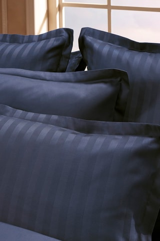 2 federe in raso di cotone tessuto 80 fili/cm² Dobby - Blu scuro - 50 x 70 cm