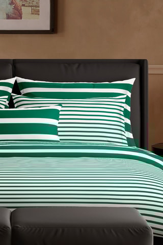 2 federe in raso di cotone 80 fili/cm² Horizon - Verde e bianco