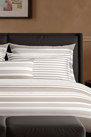 2 federe in raso di cotone 80 fili/cm² Sylvestre - Taupe e bianco