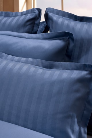 2 federe in raso di cotone 120 fili/cm² Jacquard - Blu