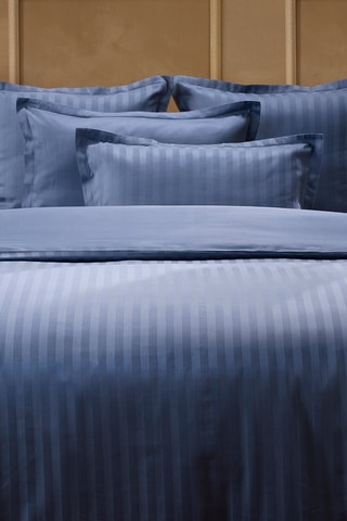 2 federe in raso di cotone 120 fili/cm² Jacquard - Blu