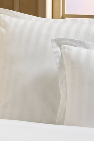 2 federe in raso di cotone 120 fili/cm² Jacquard - Bianco