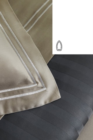 2 federe in raso di cotone 80 fili/cm² Saint-Tropez - Taupe e bianco