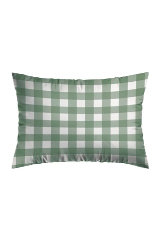 Federa in percalle di cotone 74 fili/cm² Vichy Duck - Verde e bianco