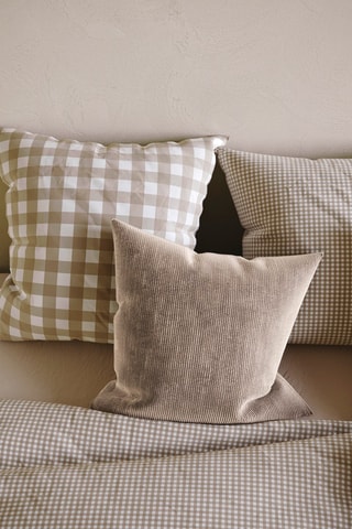 2 federe Vichy in percalle di cotone 74 fili/cm² - Taupe