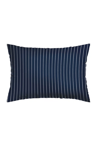 2 federe in raso di cotone 80 fili/cm² Rayures classiques - Blu scuro