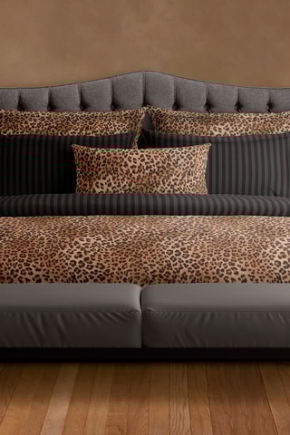 2 federe in raso di cotone 80 fili/cm² Élégance sauvage - Marrone e nero