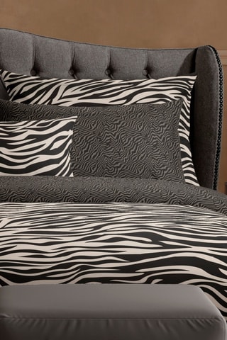 2 federe in raso di cotone 80 fili/cm² Paradis Zébré - Nero e bianco