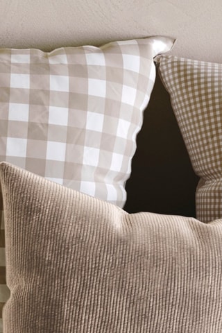 Federa in cotone 57 fili/cm² Vichy - Taupe