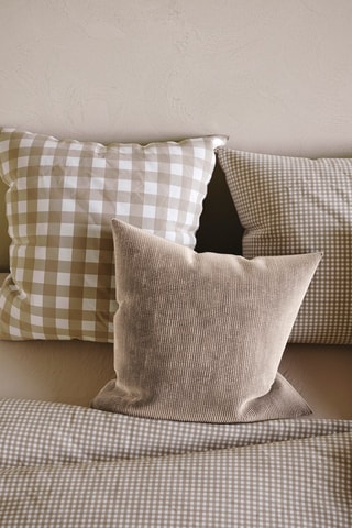 Federa in cotone 57 fili/cm² Vichy - Taupe