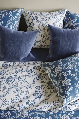 Federa in percalle di cotone 80 fili/cm² Fleurs - Blu