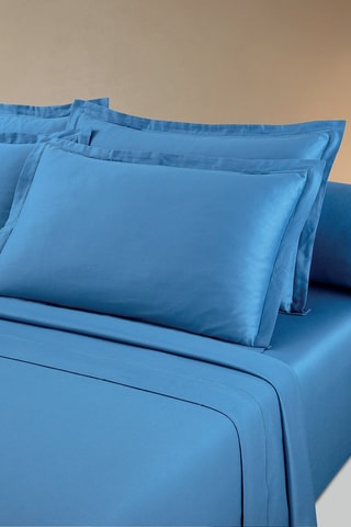 Federa in raso di cotone 80 fili/cm² Baratta - Blu