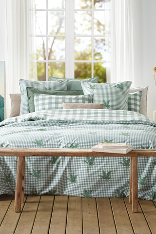 Parure copripiumino in percalle di cotone 144 g/m² Vichy - Petrolio