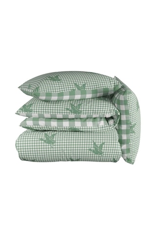 Parure copripiumino in percalle di cotone 144 g/m² Vichy - Petrolio