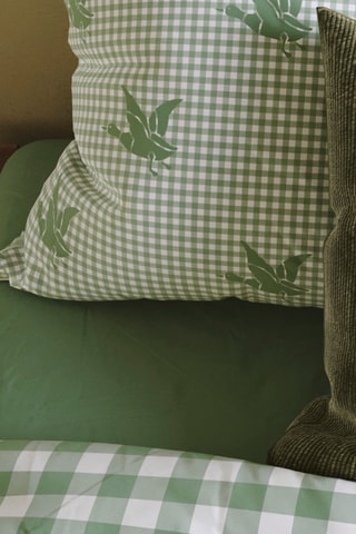 Parure copripiumino in percalle di cotone 144 g/m² Vichy - Petrolio