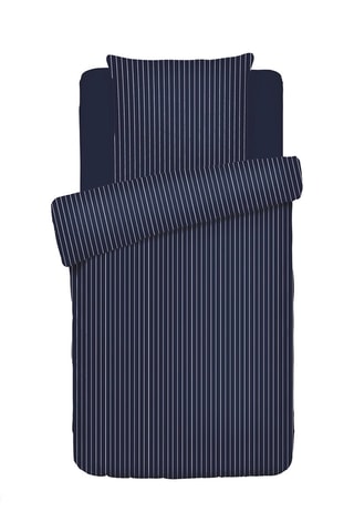 Parure copripiumino in raso di cotone 80 fili/cm² Rayures classiques - Blu scuro