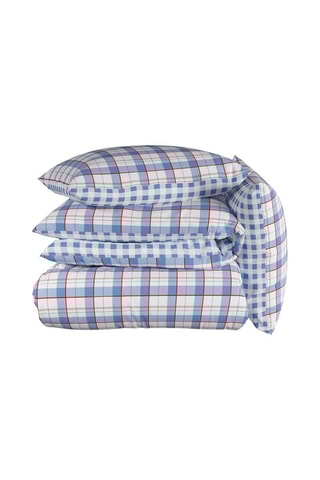 Parure copripiumino in percalle di cotone 190 g/m² Carreaux - Azzurro