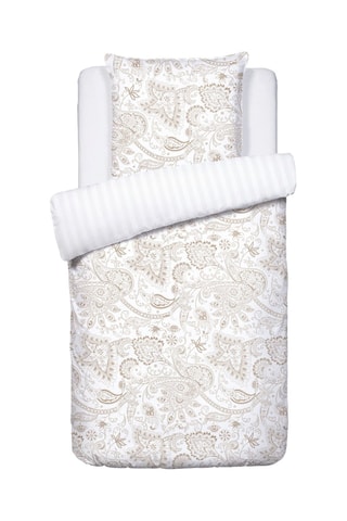 Parure copripiumino in raso di cotone 78 fili/cm² - Taupe e bianco