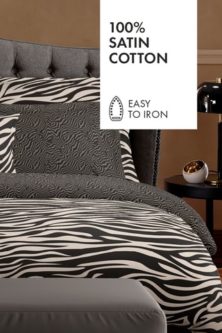 Parure copripiumino in raso di cotone 80 fili/cm² Paradis zébré - Nero